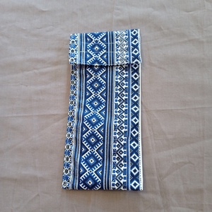 Evőeszköz tartó tok - kék geometria /azték/ mintás - táska & tok - uzsonna- & ebéd tartó - evőeszköz tartó - Meska.hu