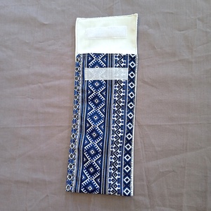 Evőeszköz tartó tok - kék geometria /azték/ mintás - táska & tok - uzsonna- & ebéd tartó - evőeszköz tartó - Meska.hu