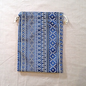 Kék azték  mintás, pamutvászon öko szendvics tasak, snack bag - táska & tok - bevásárlás & shopper táska - kenyeres zsák - Meska.hu