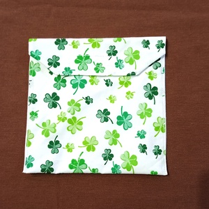 Tépőzáras snackbag,  uzsonnatasak, szendvics tartó - lóhere mintás - táska & tok - bevásárlás & shopper táska - kenyeres zsák - Meska.hu