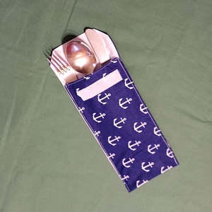 Evőeszköz tartó tok - tengerész mintás, Táska & Tok, Uzsonna- & Ebéd tartó, Evőeszköz tartó, Varrás, MESKA