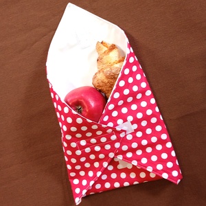 Öko szendvicscsomagoló, újraszalvéta - piros fehér nagy pöttyös, Táska & Tok, Uzsonna- & Ebéd tartó, Szendvics csomagoló, Varrás, MESKA