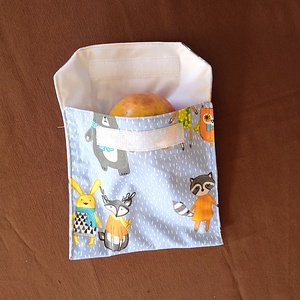 Tépőzáras snackbag,  uzsonnatasak, szendvics tartó - erdei állatok, Táska & Tok, Bevásárlás & Shopper táska, Kenyeres zsák, Varrás, MESKA