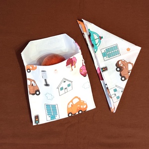 Snack bag szett textil szalvétával - színes autók - Meska.hu