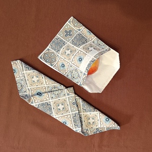  Snack bag szett textil szalvétával - kék szürke mozaikok - Meska.hu