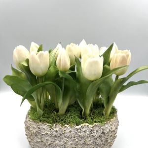Élethű gumi tulipános asztaldísz, kérhető anyáknapi felirattal is!, Otthon & Lakás, Dekoráció, Dísztárgy, , MESKA