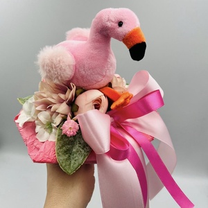 Flamingós ballagási csokor, Esküvő, Esküvői szett, Virágkötés, MESKA