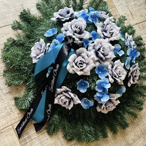 Extra nagy 72 cm műfenyős sírdísz ,koszorú kegyeleti, Otthon & Életmód, Vallás, Temetkezési tárgy, Virágkötés, MESKA