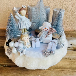 Ezüsterdő karácsonya  Téli mese adventi asztaldísz, Karácsony, Adventi díszek, Adventi asztaldísz, Virágkötés, MESKA