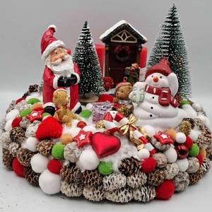 Piros Mikulásos Adventi Asztaldísz  Extra Kivitel, 33 cm - karácsony - adventi díszek - adventi asztaldísz - Meska.hu