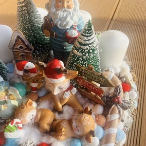 Extra Adventi Asztaldísz  Mikulás, Szarvas és Mézeskalács Dekorral - karácsony - adventi díszek - adventi gyertyadíszek és koszorúdíszek - Meska.hu