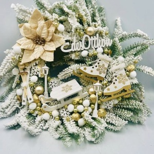 Extra Műfenyős Alap � Fehér  Arany Elegáns Ajtódísz - Meska.hu