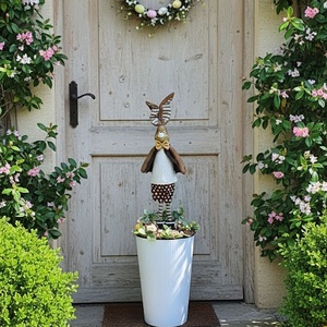 87 cm magas nyulas vendégváró dekor � fehér kaspóban, barna és natúr színekkel - otthon & életmód - dekoráció - asztal és polc dekoráció - asztaldísz - Meska.hu