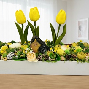 tavaszi asztaldísz � madárkával, citromsárga dekor termésekkel és tulipánnal - Meska.hu