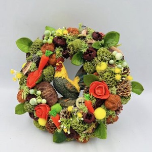 Színes kakasos ajtódísz � 20 cm, Otthon & Életmód, Dekoráció, Ajtó- és ablak dekoráció, Ajtódísz & Kopogtató, Virágkötés, MESKA