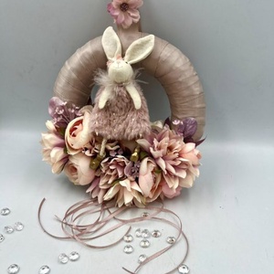 Mályva színű húsvéti ajtódísz nyuszival - Meska.hu