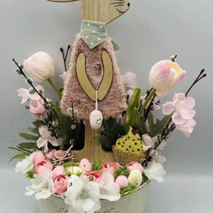 Húsvéti nyuszis asztaldísz bádog kaspóban - Meska.hu