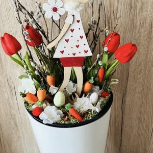 Húsvéti vendégváró dekoráció nyuszival � kb. 70 cm, Ünnepi díszek, dekorációk, Húsvéti díszek és dekorációk, Húsvéti virágos díszek, Virágkötés, MESKA