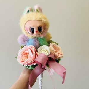 Labubu ballagási csokor � színes, rózsaszínes-fehér díszítéssel, masnival, Otthon & Életmód, Virágdekoráció, Virágok, Virágcsokor, Virágkötés, MESKA