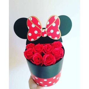 Piros rózsás minnie virágbox - Meska.hu