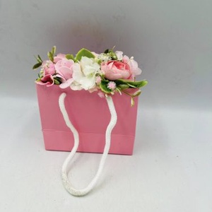 Rózsaszín táskás virág dekor- VÁLASZTHATÓ felirattal! - Meska.hu