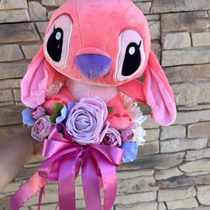 Stich ballagási csokor-nagy plüssel rózsaszín, Otthon & Életmód, Virágdekoráció, Virágok, Virágcsokor, Virágkötés, MESKA