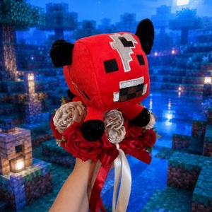 Minecraft plüssös virágcsokor � egyedi gamer ajándék rajongóknak piros figurás - Meska.hu