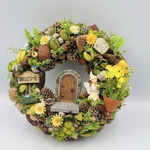 Tündérkertes ajtódísz 24 cm � természetes, mesebeli hangulat - Meska.hu