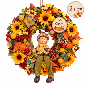 Őszi ajtódísz ülő figurával � 24 cm - Meska.hu