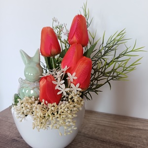 Húsvéti asztaldísz tulipánnal - ünnepi díszek, dekorációk - húsvéti díszek és dekorációk - húsvéti asztaldíszek - Meska.hu