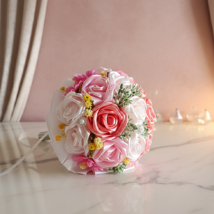 Menyasszonyi csokor, Esküvő, Menyasszonyi- és dobócsokor, Virágkötés, Újrahasznosított alapanyagból készült termékek, MESKA