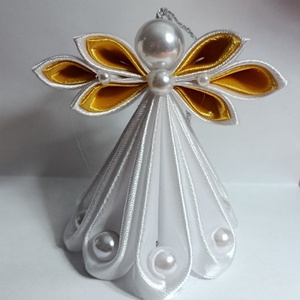 Szatén angyalka - karácsony - karácsonyi lakásdekoráció - karácsonyfadíszek - Meska.hu