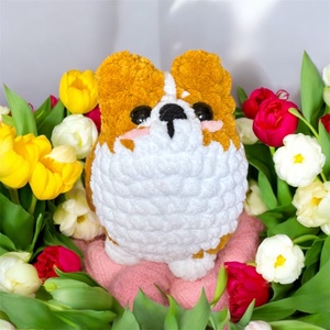 Horgolt corgi plüss (mustár-fehér), Játék & Sport, Plüssállat & Játékfigura, Kutya, Horgolás, MESKA