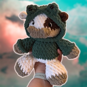 Horgolt tehén béka kapucniban, Játék & Sport, Plüssállat & Játékfigura, Más figura, , MESKA