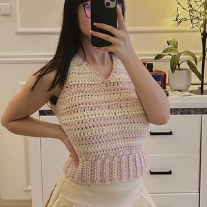 Kézzel horgolt mellénytop - S méret - ruha & divat - női ruha - top - Meska.hu