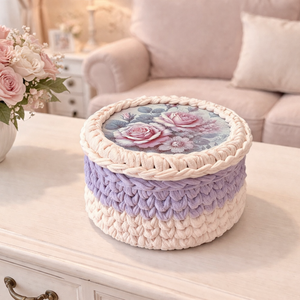 Tárolódoboz, Otthon & Életmód, Dekoráció, Asztal és polc dekoráció, Díszdoboz, Horgolás, MESKA