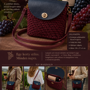 Horgolt táska, Táska & Tok, Kézitáska & válltáska, Alkalmi táska, , ? VINEA BAG – egy korty ősz, egy csipetnyi elegancia ?

A szőlőfürtök, a borvidékek mély bordó árny..., MESKA