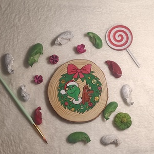 Grinches Poháralátét, Otthon & Életmód, Konyhafelszerelés, tálalás, Tálalás, Tányér- és poháralátét, Festett tárgyak, Famegmunkálás, MESKA