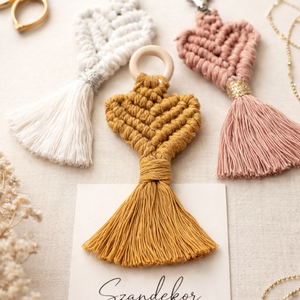 Makramé szív kulcstartó/ táskadísz - táska & tok - kulcstartó & táskadísz - kulcstartó - Meska.hu