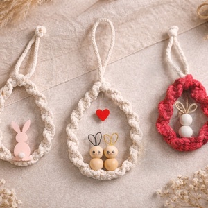 Makramé nyuszis függődísz  - Meska.hu