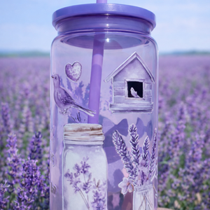 Levendula mintás pohár , Otthon & Életmód, Konyhafelszerelés, tálalás, Tálalás, Pohár, , MESKA