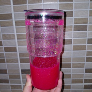 Rózsaszín hordozható pohár  - Meska.hu