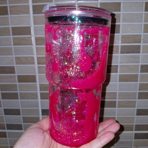 Rózsaszín hordozható pohár  - otthon & életmód - konyhafelszerelés, tálalás - tálalás - pohár - Meska.hu