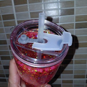 Rózsaszín hordozható pohár  - otthon & életmód - konyhafelszerelés, tálalás - tálalás - pohár - Meska.hu