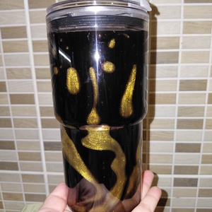 Fekete arany színű hordozható pohár  - Meska.hu