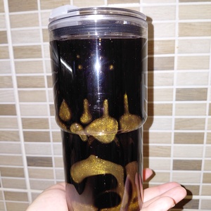 Fekete arany színű hordozható pohár  - otthon & életmód - konyhafelszerelés, tálalás - tálalás - pohár - Meska.hu