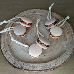 Gipsz macaron karácsonyfadísz szett krém-cappuccino  - Meska.hu