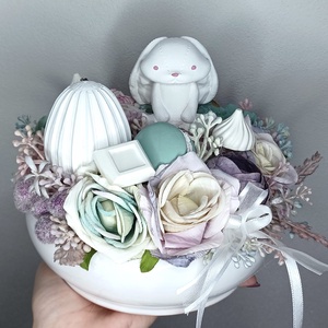 Húsvéti nyuszis tál édességekkel  - otthon & életmód - dekoráció - húsvéti asztaldíszek - Meska.hu