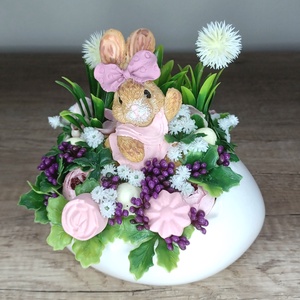 Integető nyuszi kerámia tojáshéj kaspóban húsvéti asztaldísz  - otthon & életmód - dekoráció - húsvéti asztaldíszek - Meska.hu