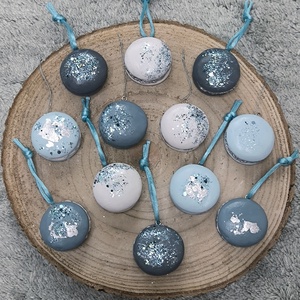 Jégvilág gipsz macaron karácsonyfadísz szett, Karácsony, Karácsonyi lakásdekoráció, Karácsonyfadíszek, Kerámia, Festett tárgyak, MESKA